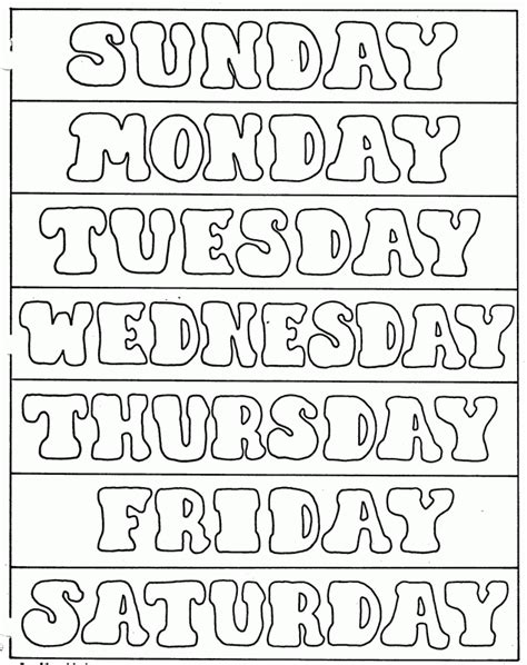 Days Of The Week Coloring Pages Coloring Home
