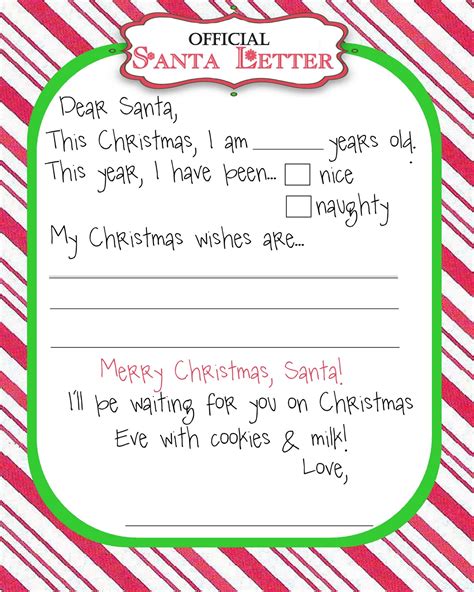 Free Dear Santa letter printable Fill in blank Santa letter for