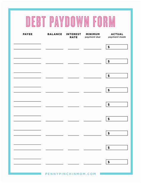 Debt Snowball Spreadsheet Template printable pdf download