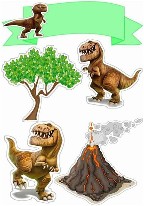 Dinosaurs Free Printable Cake Toppers. Oh My Fiesta! in english