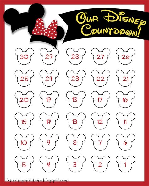 Free Printable Disney Countdown Calendar