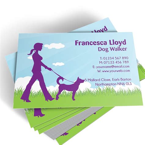 Snazzy Dog Walker Business Card Dog walker business, Dog
