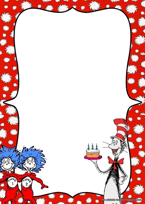 FREE Thing 1 and Thing 2 dr. Seuss invitation templates Download