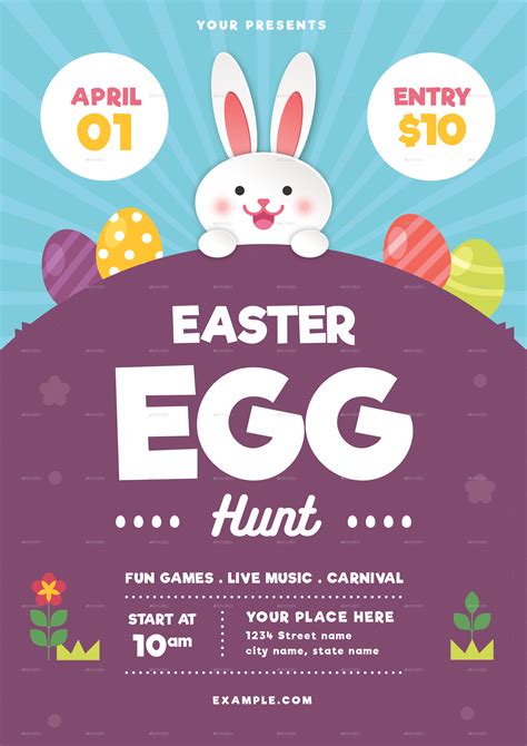 Easter egg hunt flyer template design Royalty Free Vector , Aff, hunt