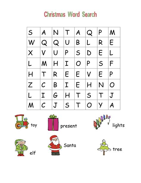 Christmas Word Search Easy