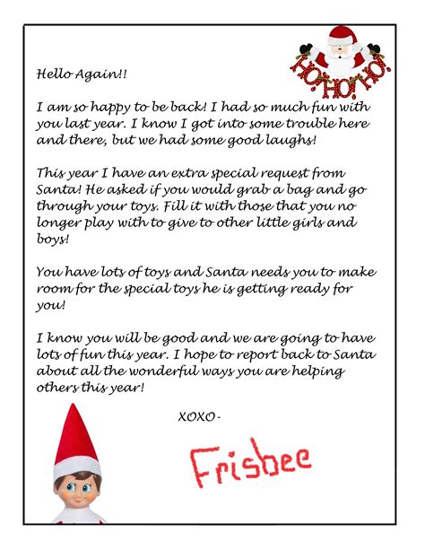 Download a Free, Printable Letter from Your Elf The Elf on the Shelf