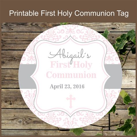 First Holy Communion Girl Favor Tags Printable Label