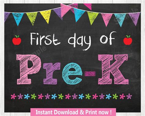 First Day of PreK Printable Sign
