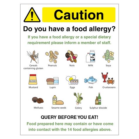 Food Allergy Sign Sticker Restaurant Bar Allergen Warning Notice 100mm