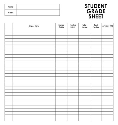 22 Images Of Free Blank Grade Sheet Template For A Student Free