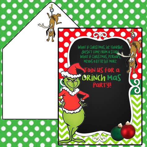 (FREE Printable) Christmas Grinch Baby Shower Invitation Templates