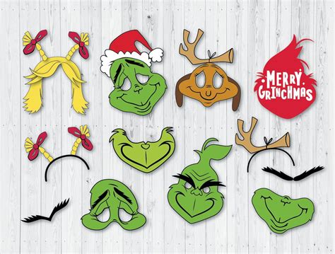 The Grinch Cartoon INSPIRED Photo Booth Props Digital Download