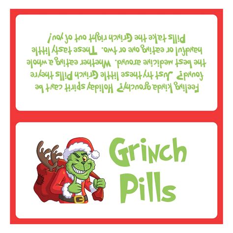 Grinch Pills Template 300 dpi ready to print. Grinch pills