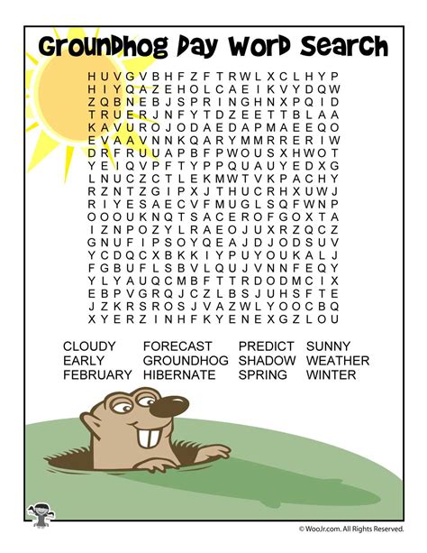 This fun, FREE Printable Groundhog Day Word Search puzzle contains 23