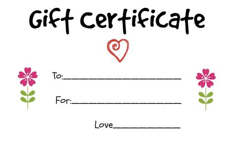 Free Printable Homemade Gift Certificates