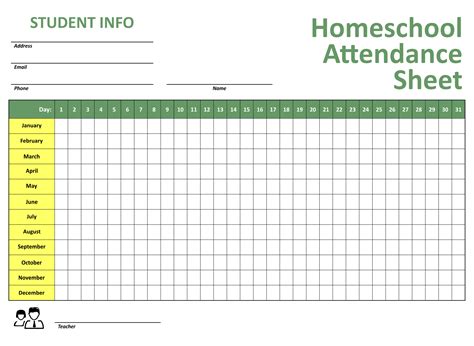Free Printable Homeschool Attendance Sheet