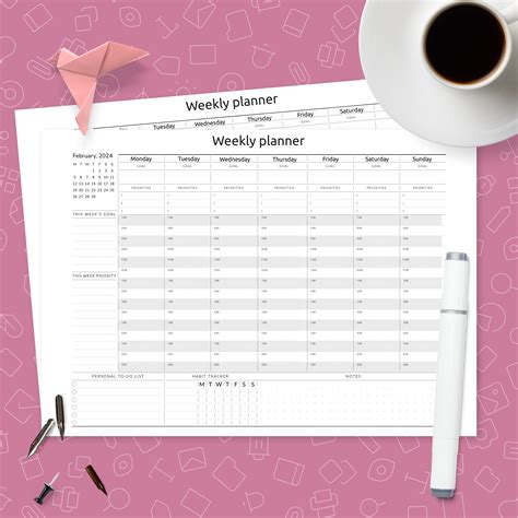 Free Printable Horizontal Weekly Planner