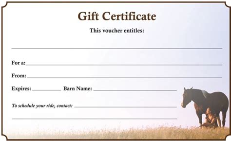 CHRISTMAS GIFT Certificate, Printable Gift Certificate Horse Riding