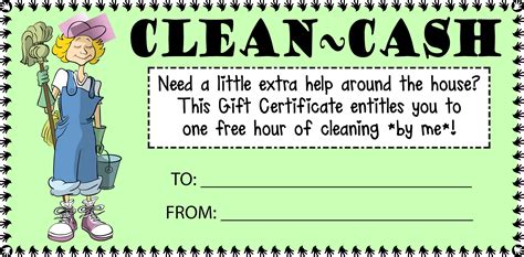 House Cleaning Gift Certificate Template Printable