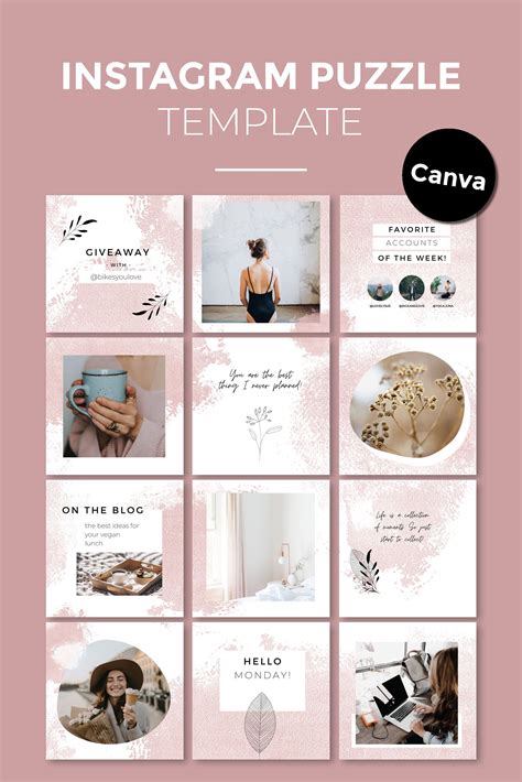 Instagram Puzzle Template Watercolor Free download