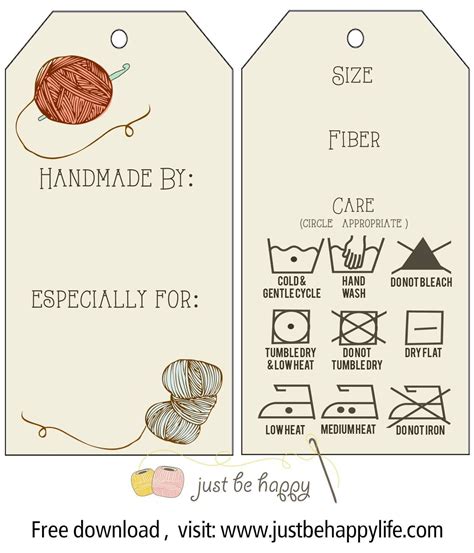 Free Download Laundry Care Labels — Miko Coffey Crochet labels