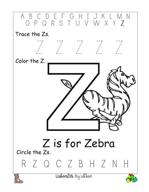 Free Printable Letter Z Worksheets For Kindergarten