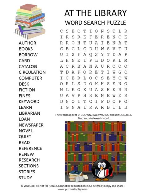 Free Printable Library Word Search Word Search Printable