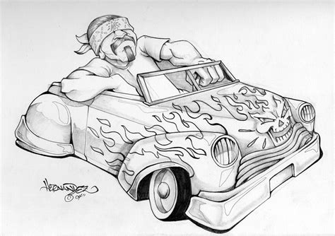 Lowrider Cars on Fire Coloring Pages Download & Print Online Coloring