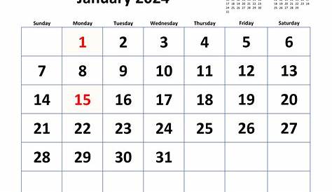 Printable Calendar 2024 Monthly - Printable Word Searches