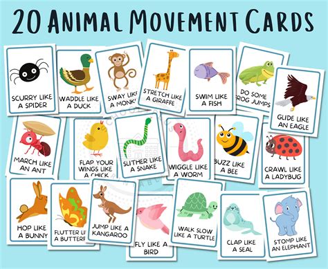 Farm Animal Movement Cards for Preschool and Brain Break Preschool