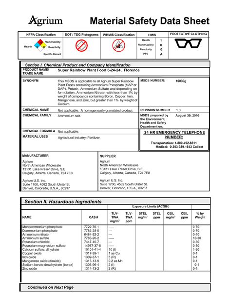 MSDS Sample Flammability Materials