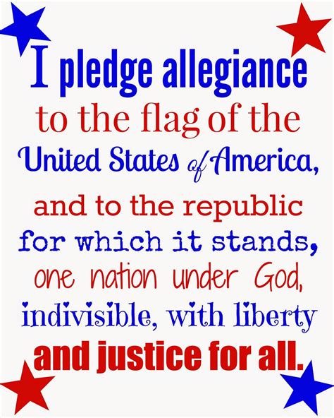 Pledge of Allegiance Words Printable Social Studies