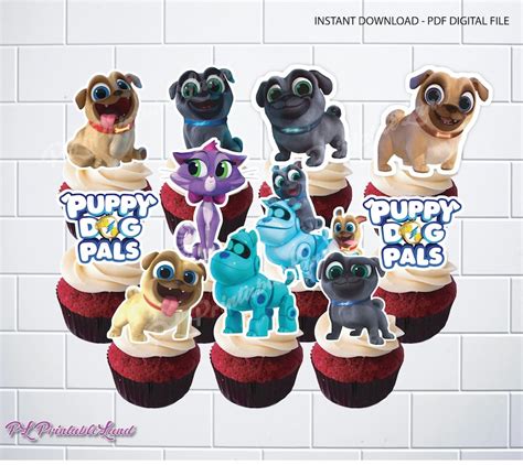 Printable Puppy Dog Birthday Cupcake Toppers by PinkPosyPaperie