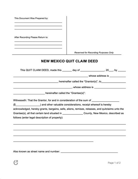 New Mexico Quit Claim Deed Form Deed Forms Deed Forms