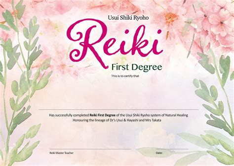 Personalised Complete Set Reiki Certificate Templates x4 Ready to