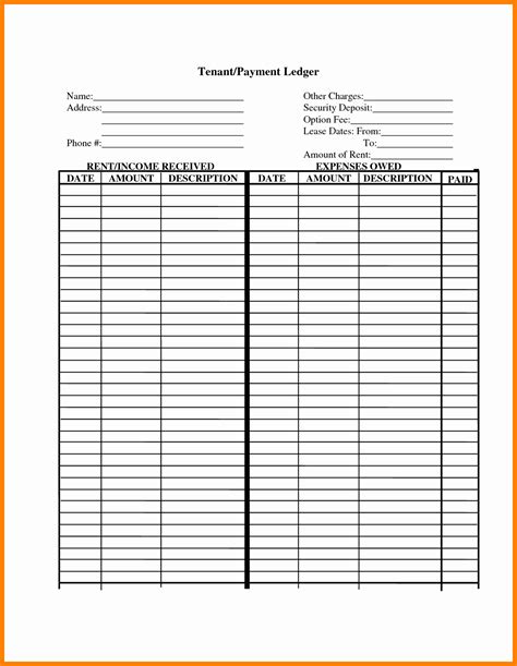 FREE TENANT PAYMENT LEDGER FORM Printable Real Estate Forms