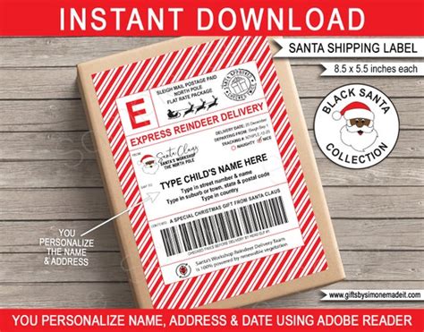 FREE Printable Shipping Label from Santa Claus Christmas labels