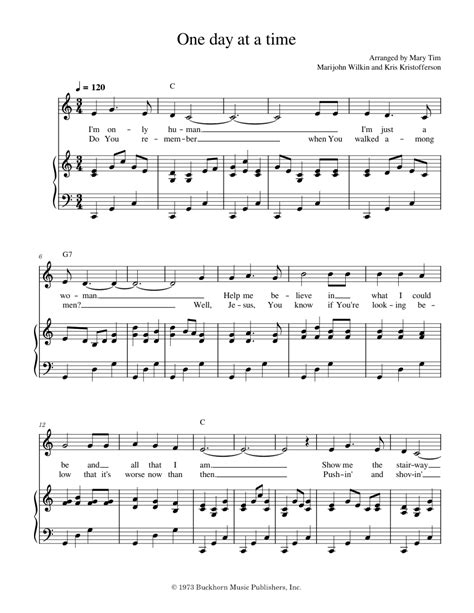 Smith One Day At A Time sheet music for piano solo [PDF]