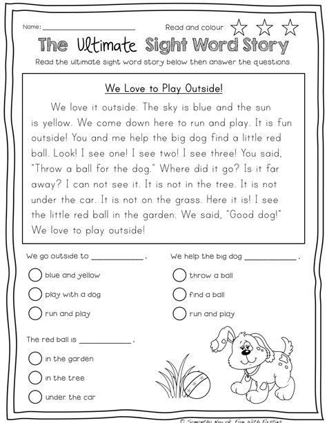 Free Printable Sight Word Reading Passages