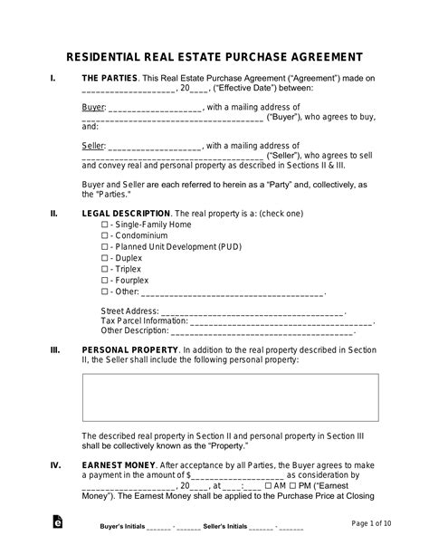 Free Printable Simple Real Estate Purchase Agreement Pdf