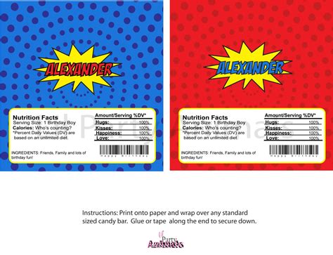Superman Candy Bar Wrapper Free Printable Bar wrappers, Candy bar