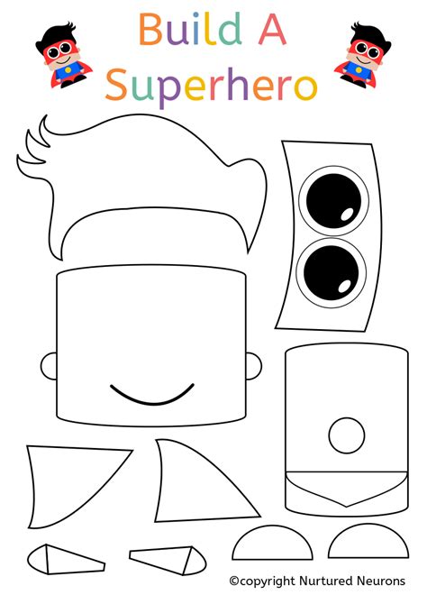 Mix and Match Superhero craft (& printable superhero template) Messy