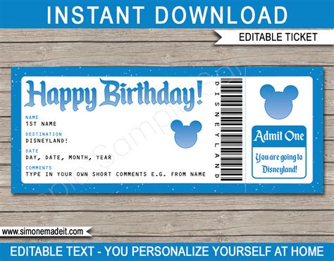 Free Printable Surprise Disney Tickets