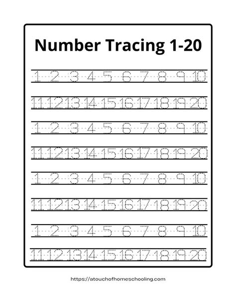 Free Printable Tracing Numbers 1-20 Worksheets Pdf