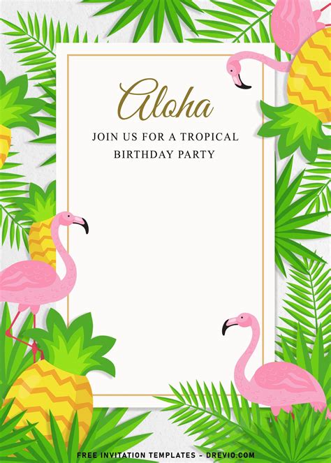 Tropical Leaves Invitation Templates Editable With MS Word Download