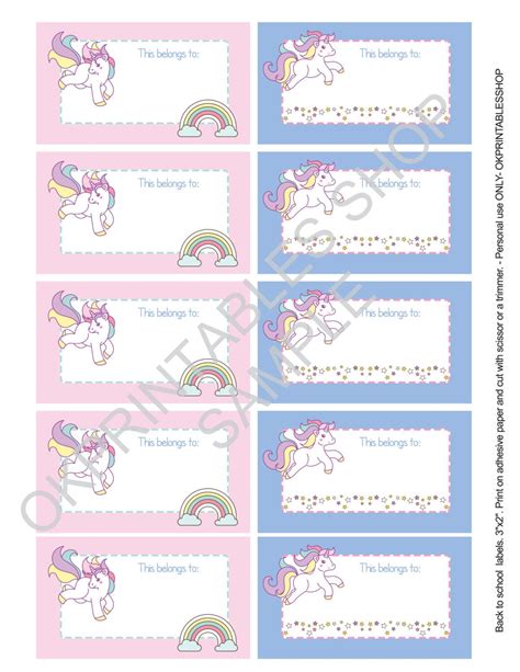 Free Rainbow Unicorn Stickers Printable Labels Super Cute