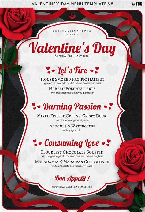 Valentines Day Menu Template V2 Menu template, Valentine's day menu