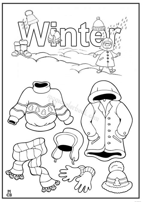 Winter Clothes Coloring Page 01 Free Winter Clothes Coloring Page