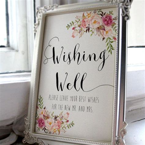 Gold Wishing Well Sign template. Invite your wedding guests to leave