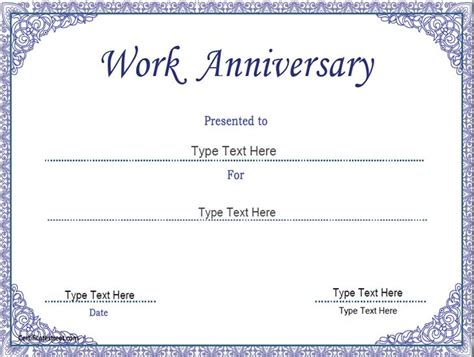 Anniversary Certificate Template Free Unique Work Anniversary
